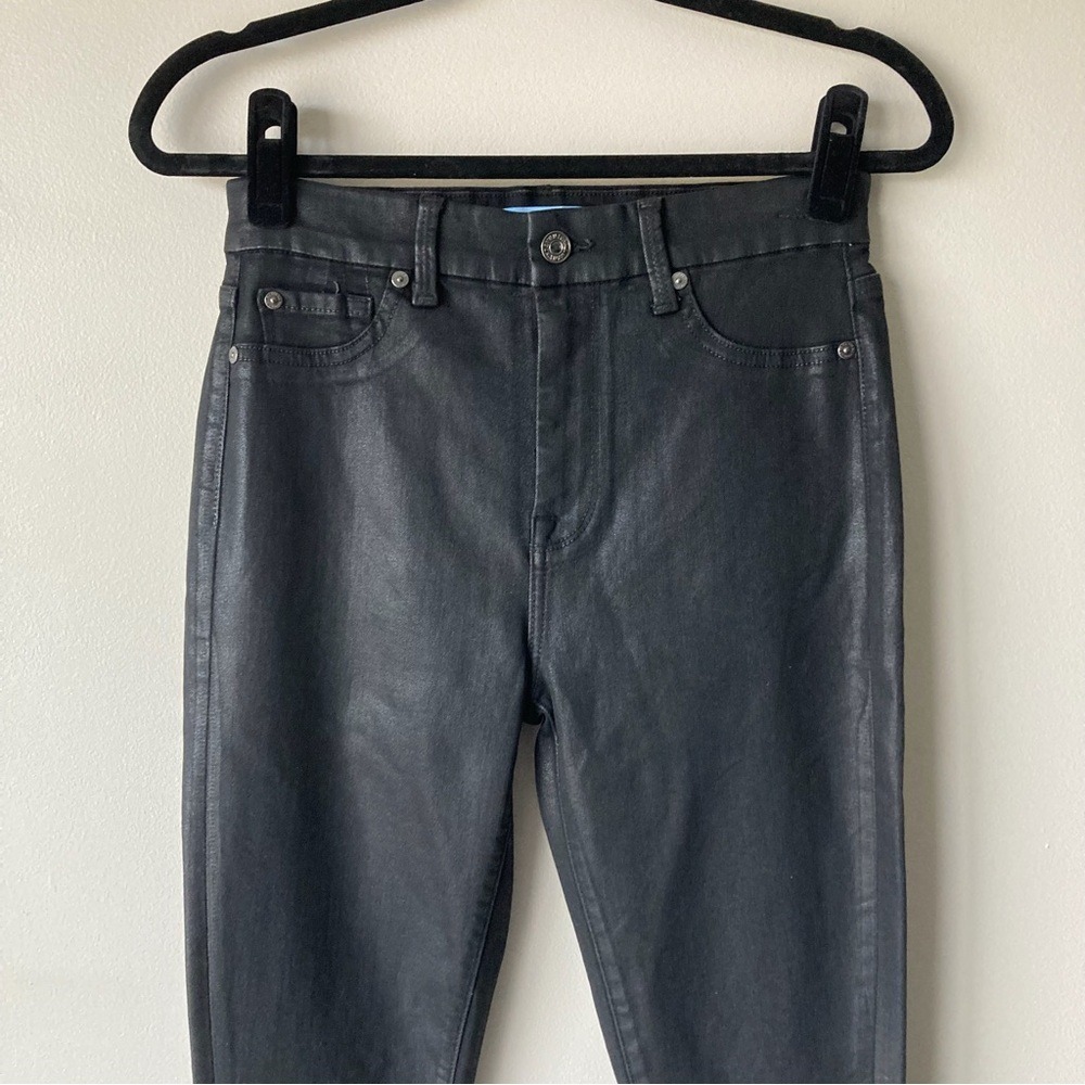 7 For All Mankind b(air) Coated Black Skinny Jeans High Rise Size 28‎